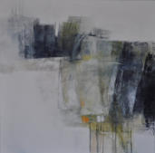 Gouache mit Marmormehl, Granitsand, Pastellkreide, Kohle und Glanzruß auf Leinwand  70x70    verkauft