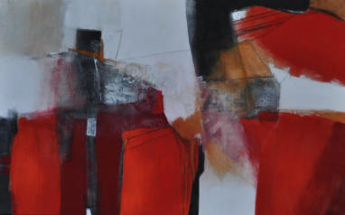 Gouache mit Quarzsand, Schiefermehl, Pfirsichkernschwarz, Pastellkreide, Eisenglimmer, Graphit und Kohle auf Leinwand  160x100   verkauft