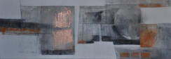 Gouache mit Quarzsand, Rebschwarz, Pastellkreide, Kupfer, Graphit und Kohle auf Leinwand  115x40   verkauft