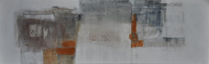 Gouache mit Granitsand, Traubenkernschwarz, Pastellkreide, Marmormehl, Silberblättchen, Kupfer, Pyrit und Kohle auf Leinwand  160x50    verkauft