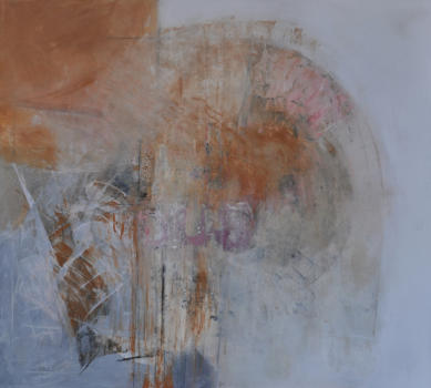 Gouache mit Granitsand, Kohle und Silberblättchen auf Leinwand  100x90   verkauft