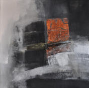 Gouache mit Granitsand, Bergkristall, Kurkuma, Kupfer und Kohle auf Leinwand  50x50    verkauft