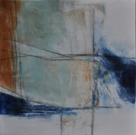 Gouache mit Granitsand, Chrysokoll und Kohle auf Leinwand  50x50   Preis: 150 €