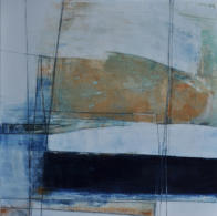 Gouache mit Granitsand, Chrysokoll und Kohle auf Leinwand  50x50   Preis: 150 €