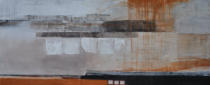 Gouache, Lavaerde, Pyrit, Blattsilber, Kohle auf Leinwand  120x50          Verkauft