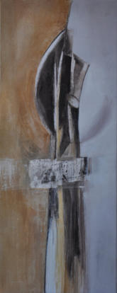 Gouache, Granitsand, Blattsilber auf Leinwand  40 x 100        Verkauft