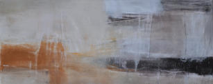 Gouache, Lavaerde, Kohle, Blattsilber, Pyrit, Schiefermehl, Pastellkreide auf Leinwand  100 x 40          Verkauft