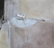 Gouache, Sandelholz, Granitsand, Lavaerde, Blattsilber, Kohle, Perlmutt auf Leinwand  90x80 Verkauft