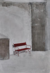 Gouache mit Granitsand, Marmormehl, Zement, Bister und Kohle auf Leinwand  50x70    verkauft