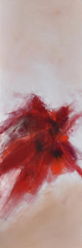 Gouache mit Granitsand, Marmormehl, Bister und Pastellkreide auf Leinwand  40x120    Preis:   260 €