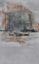 Gouache mit Granitsand, Kohle, Indigo und Pastellkreide auf Leinwand  30x50   Preis:  75 €