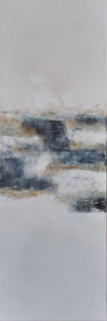 Gouache mit Granitsand, Pyrit, Eisenpulver und Kohle auf Leinwand  40x120  Preis: 300 €