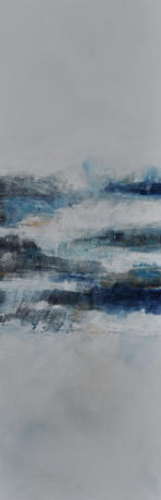 Gouache mit Granitsand, Pyrit und Kohle auf Leinwand  40x120  Preis: 300 €